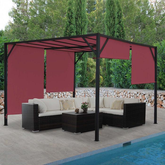 Image du produit Swisshandel24 Pergola Baia, pavillon de jardin, toiture de terrasse, armature robuste en acier de 6cm + toit (305 cm, 405 cm)