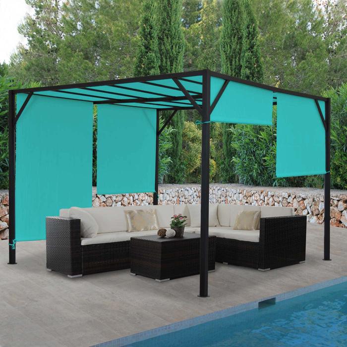 Image du produit Swisshandel24 Pergola Baia, Pavillon de jardin, auvent de terrasse, armature robuste en acier de 6 cm + toit (405 cm, 405 cm)