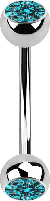 Produktbild Star Piercing Micro Banane silber mit zwei Kugeln Kristall aqua (ohne Messing, Chirurgenstahl 316L)