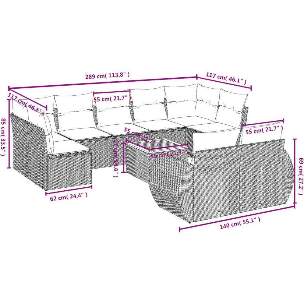 Thumbnail - VidaXL, Gartenlounge, 10-tlg. Garten-Lounge-Set mit Kissen
