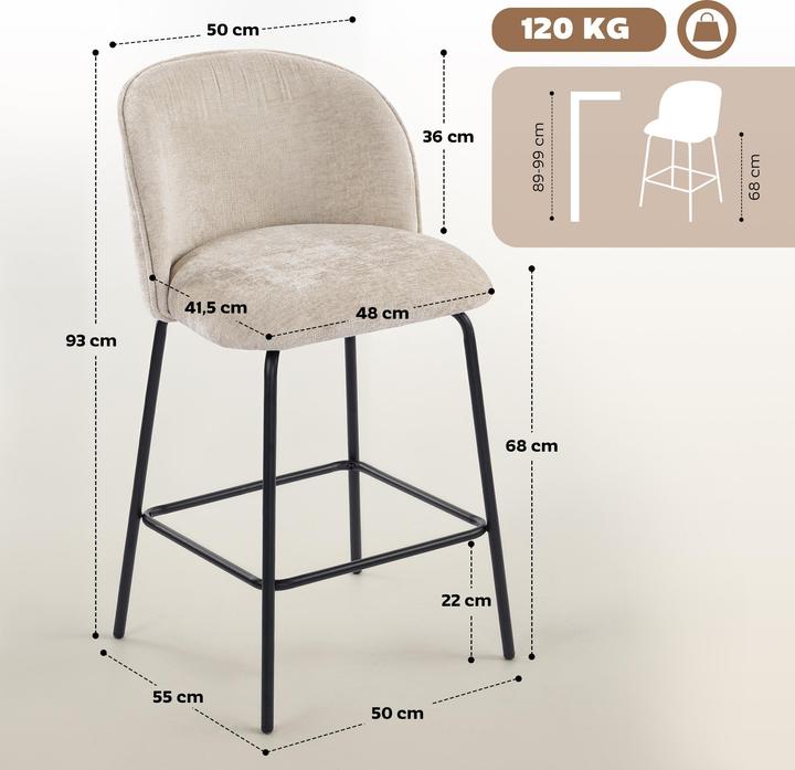 Produktbild Homcom Barhocker Polyester, Stahl Beige