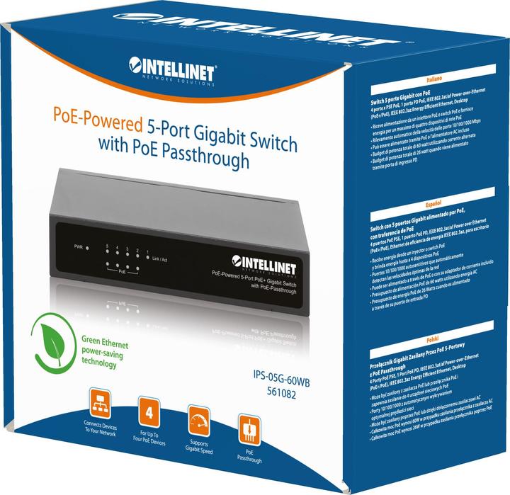 Image du produit Intellinet Commutateur PoE Gigabit 5 ports PoEPassthrough (5 ports)