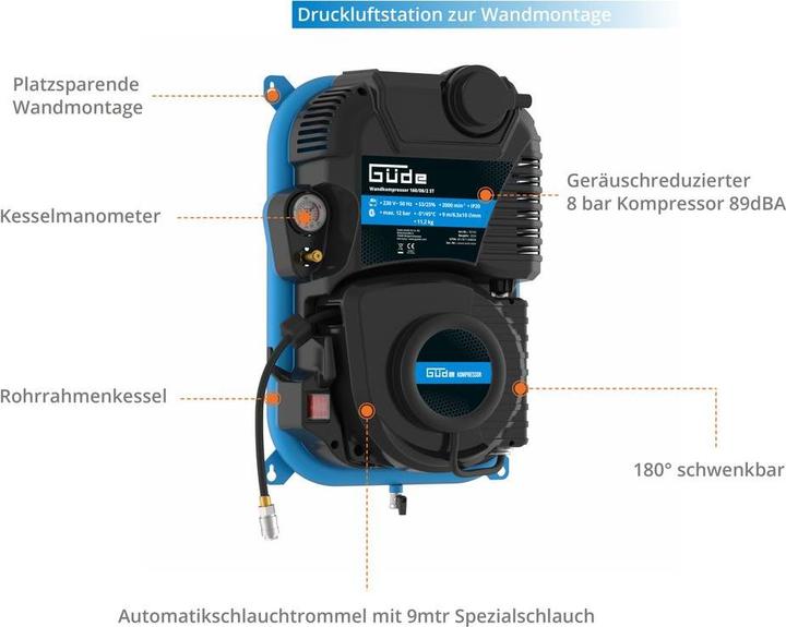 Actual product image Güde Wandkompressor (2 l, 8 bar)