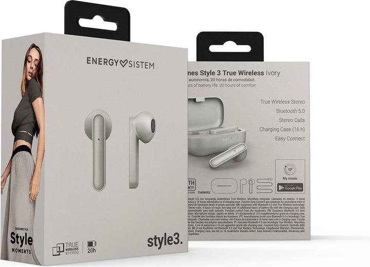 Actual product image Energy Sistem Style 3 Wireless Headphones In Ear Bluetooth Ivory (4 h, Wireless)