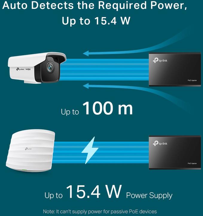 Actual product image TP-Link PoE+ Injector Adapter TL-POE160S Ethernet LAN (RJ-45) Ports 1x10 (802.3at (PoE+), 802.3af (PoE), 30 W)