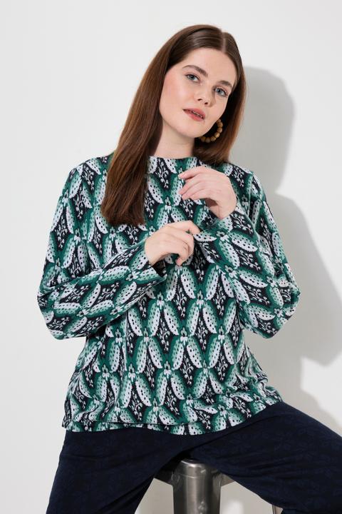 Immagine prodotto Ulla Popken Felpa con lavorazione jacquard, collo alto, maniche lunghe e cotone biologico (46, 48)