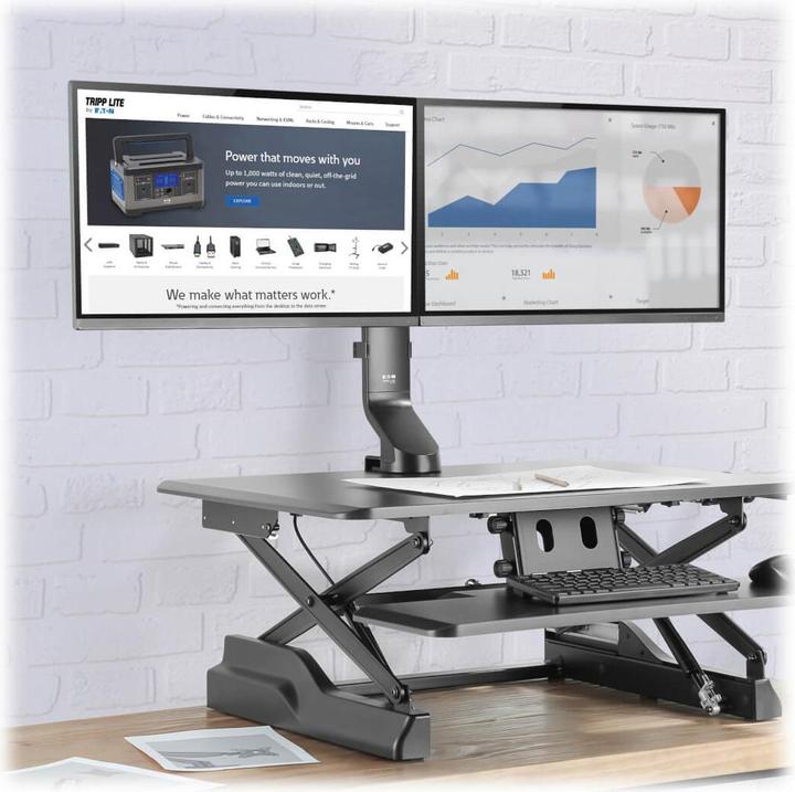 Actual product image Eaton Tripp Lite Series DDR1727DC Dual Display Monitor Arm with Desk Clamp and Cable Entry Bracket (Table, 27", 7 kg)