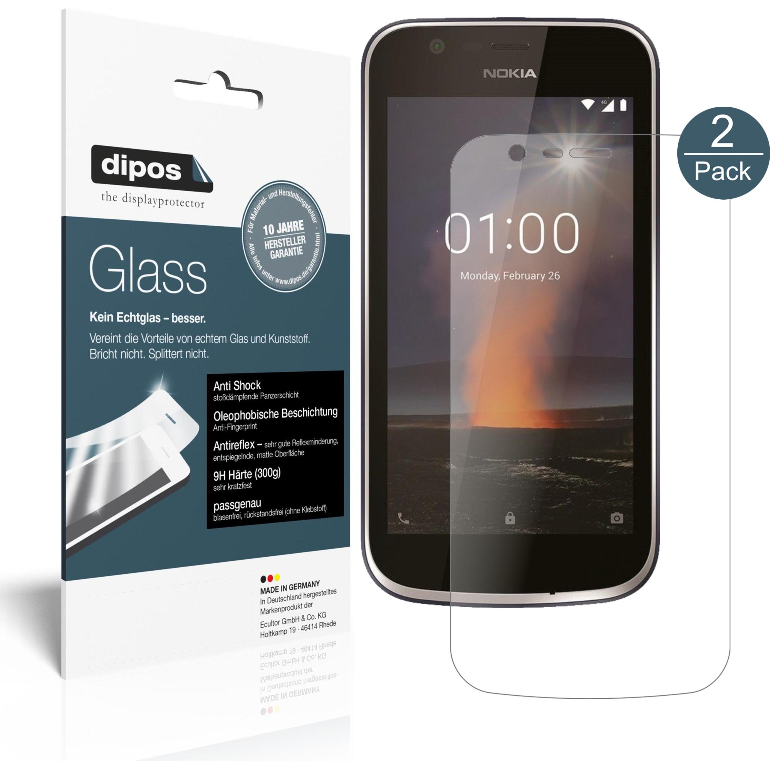 Dipos Displayschutz Anti-Shock (2 Stück, Nokia 1), Smartphone Schutzfolie, Transparent