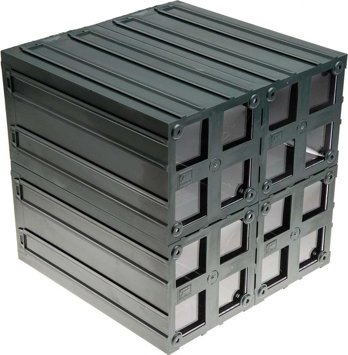Produktbild RS PRO Kunststoff Schubladenmagazin Transparent, 4 Einschübe, 208mm x 208mm x 222mm