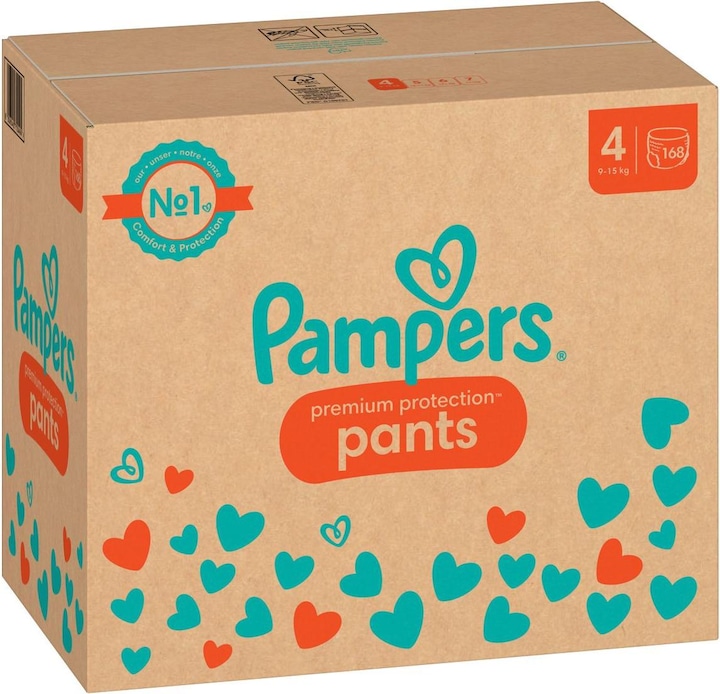 Immagine prodotto Pampers Premium Protection Pants (Dimensione 4, Pacco mensile, 168 Pezzo/i)