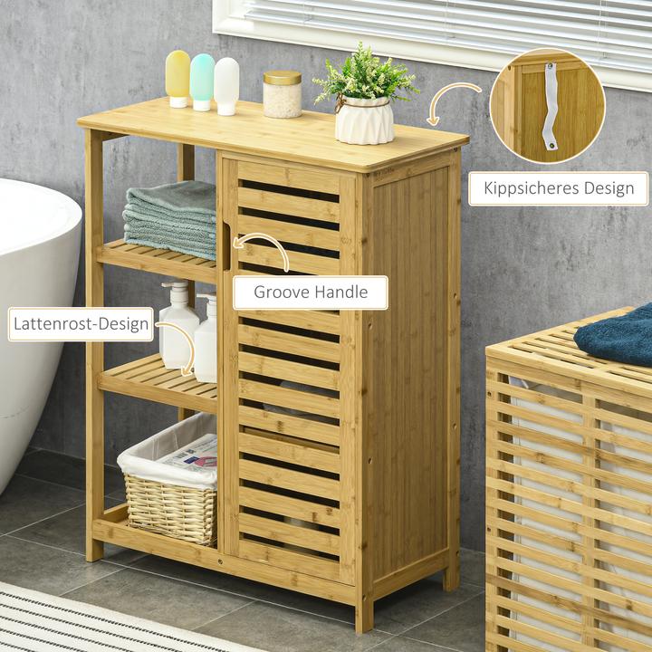 Actual product image Kleankin Bathroom cabinet with open shelf and anti-tilt protection (66 x 33 x 87 cm)