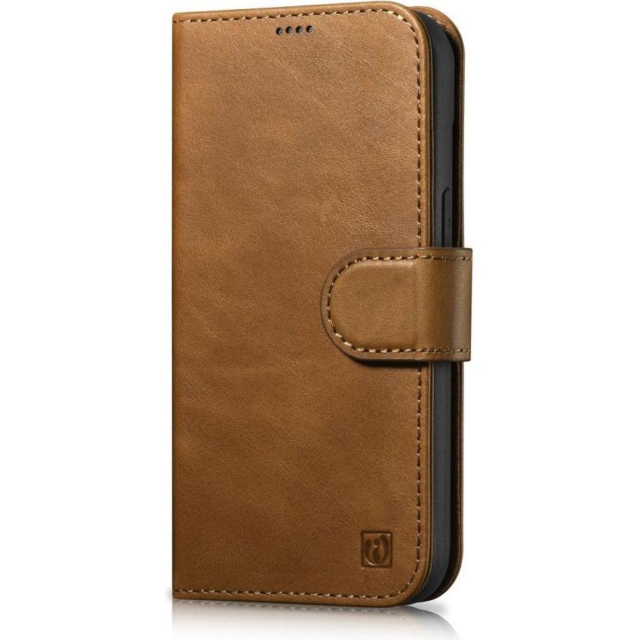 iCarer Oil Wax Wallet Case 2in1 Cover iPhone 14 Pro Anti-RFID Leather Flip Case Brown (WMI14220722-T (Apple iPhone 14 Pr...