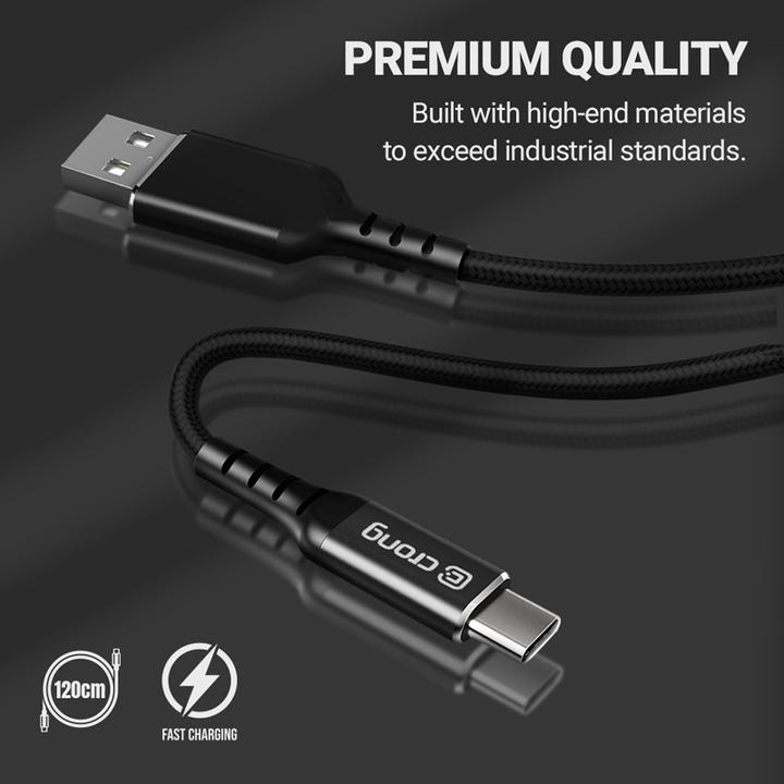 Actual product image Crong USB cable USB-C - USB-C 1.2 m Black (CRG567) (1.20 m, 100 W)