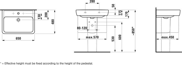 Actual product image Laufen Washbasin Pro A 65 cm white (480 mm, 650 mm)