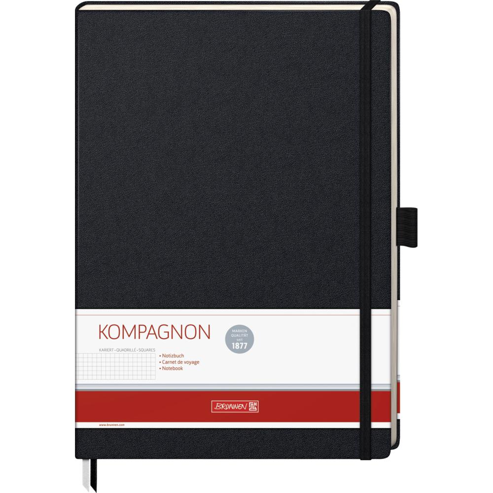 Brunnen, Heft + Block, Notizbuch KOMPAGNON DIN A4 kariert, schwarz Hardcover 192, davon 16 zum Heraustrennen Seiten (A4,...