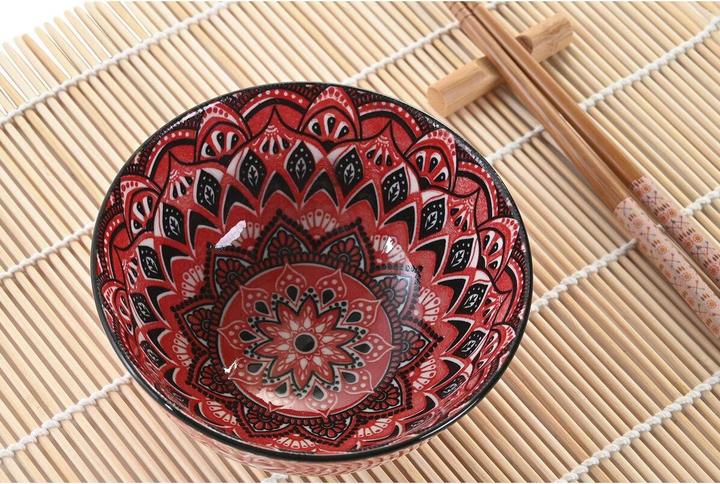 Produktbild DKD Home Decor Sushi-Set 14,5 x 14,5 x 31 cm Pink Mandala Steingut Orientalisch (16 Stücke) (16 Stk.)