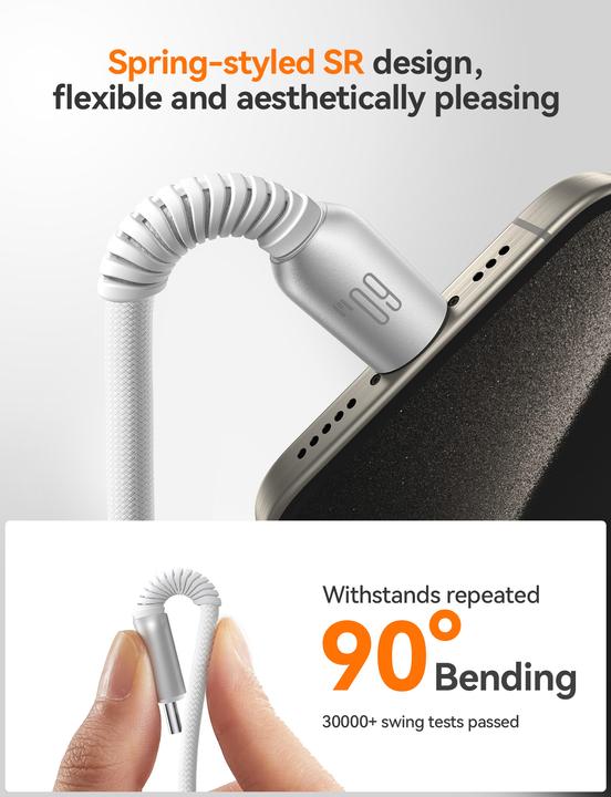 Produktbild Joyroom S-A51 Cutting-Edge Series 60W Fast Charging Data Cable (Type-C to Type-C) 1.2m-Light Gray (1.20 m, 60 W)