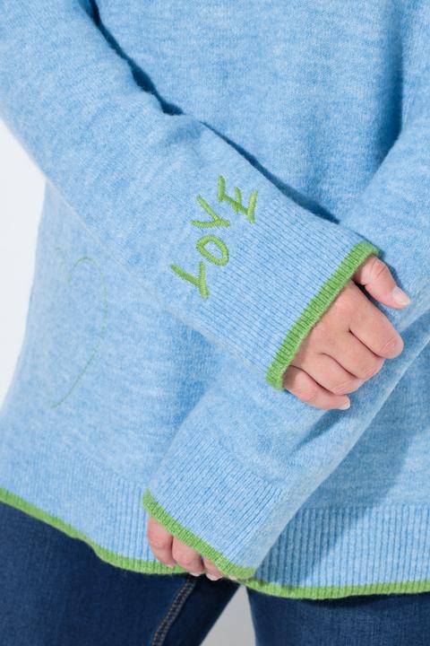 Produktbild Ulla Popken Pullover, Herzstickerei, V-Ausschnitt, Langarm (62)