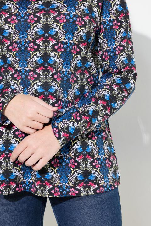 Actual product image Ulla Popken Floral Damask Print Long Sleeve Turtleneck Tee (50, 52)