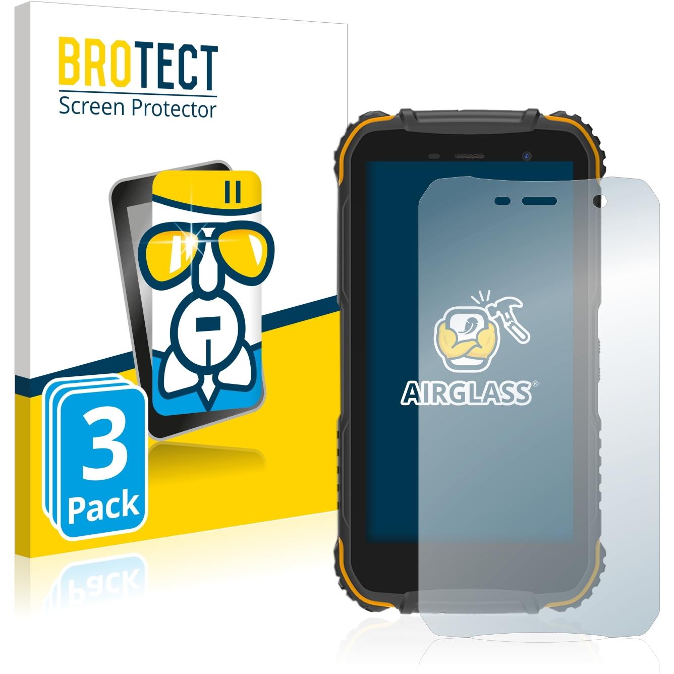 BROTECT AirGlass Panzerglasfolie (3 Stück, Doogee S35), Smartphone Schutzfolie, Transparent