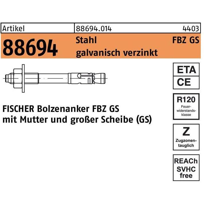 Thumbnail - Fischer, Dübel, Bolzenanker FBZ 10/10 GS (1 Stk.)