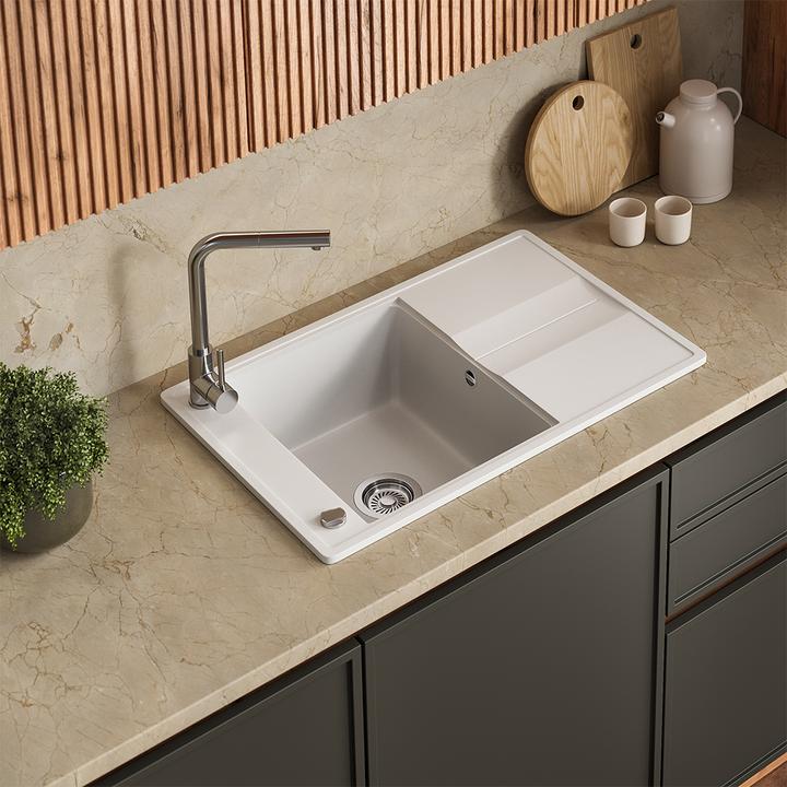 Produktbild Bergström Spülbecken Kyoto, Weiss, 78 x 50 cm (Einbauspüle mit Abtropffläche, 50 cm, 78 cm)