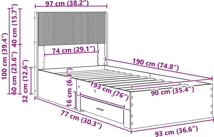 Image du produit vidaXL Bettrahmen (90 x 190 cm)