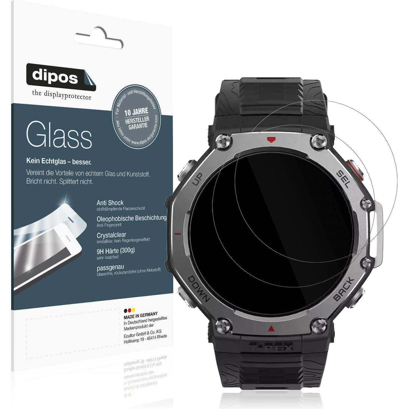 Dipos Anti-Shock Displayschutz 9H, Smartwatch Schutzfolie, Transparent