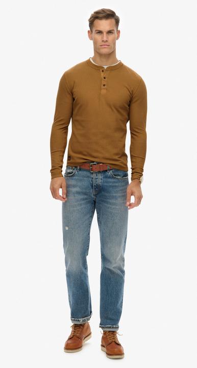 Immagine prodotto Superdry Langärmeliges Oberteil mit Waffelmuster und halber Knopfleiste (XL)