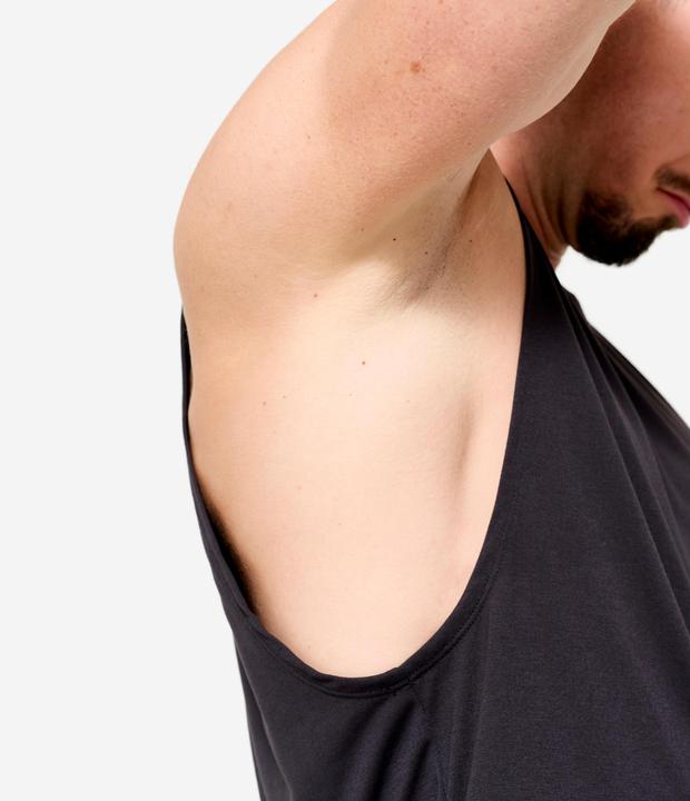 Actual product image Domyos Men's Crew Neck Slim-Fit Breathable Cross Training Tank Top - Black (M)