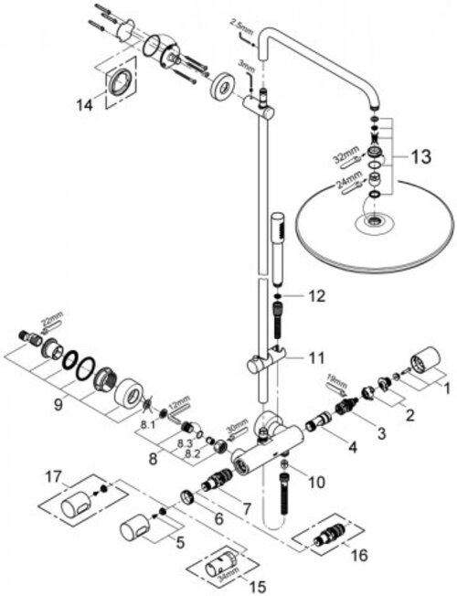 Produktbild Grohe Duschsystem RAINSHOWER SYSTEM 400 mit Thermostatbatterie chrom