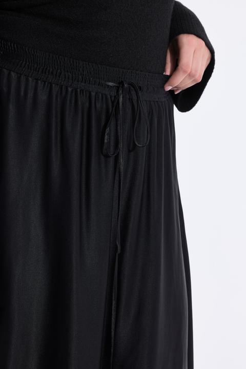 Produktbild Ulla Popken Satin-Midirock, A-Linie, Elastikbund, Bindeband (50, 52)
