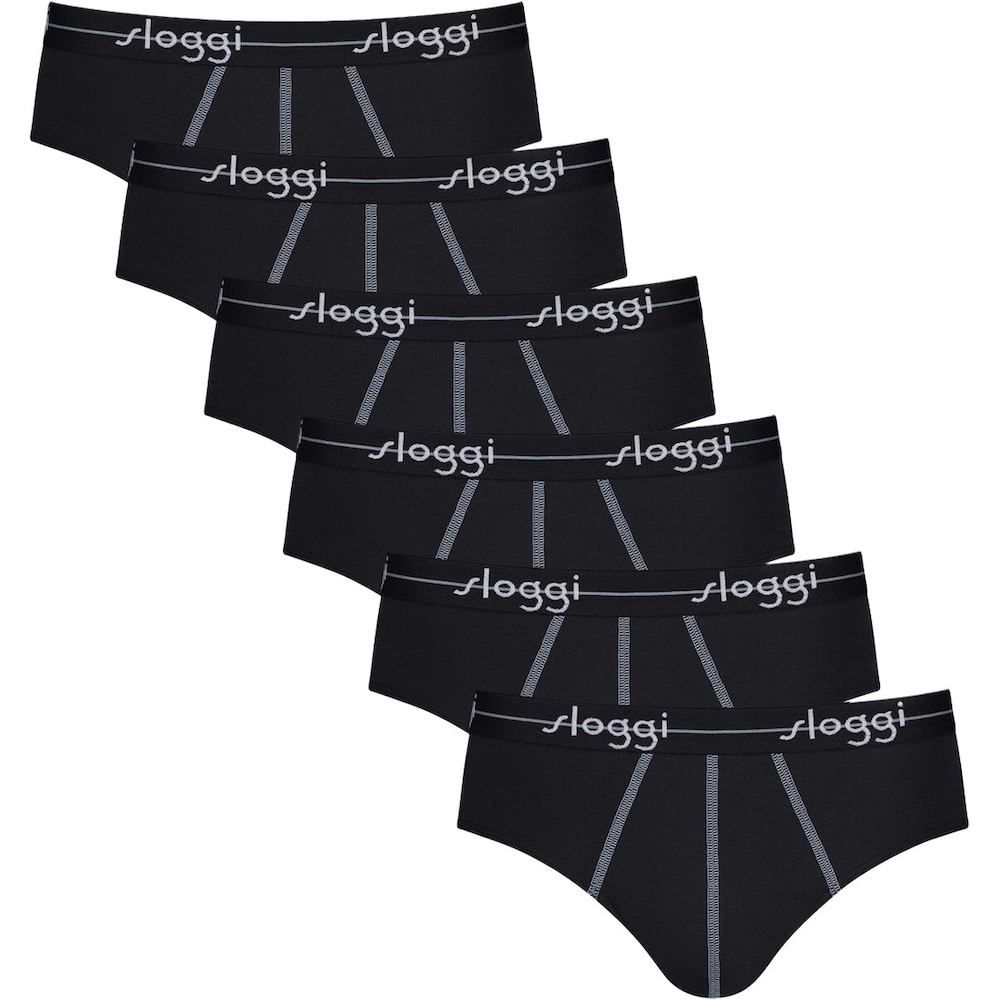 Sloggi, Herren, Unterhosen, 6er Pack Start Midi Slip / Unterhose, Schwarz, (S, 6er Pack)