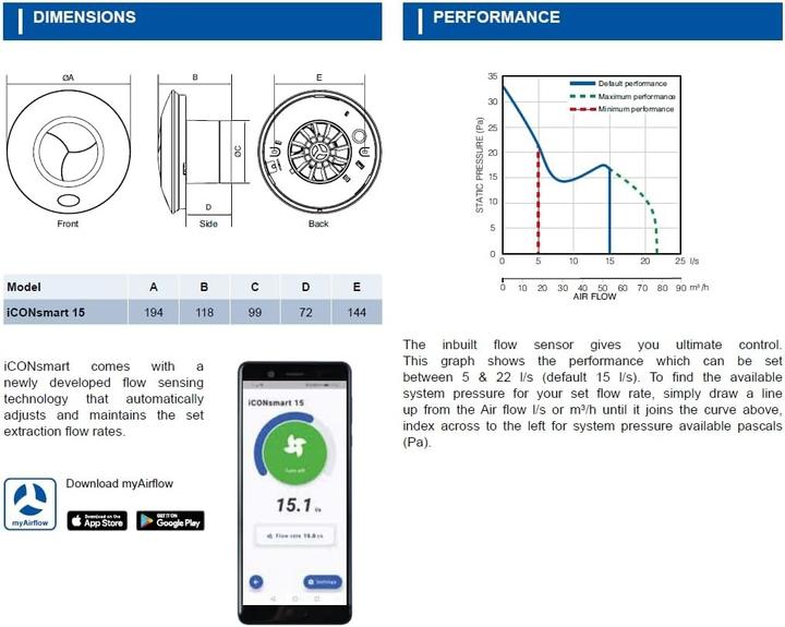 Produktbild Airflow Ventilateur extracteur connecté, silencieux, économe en énergie, commande par application