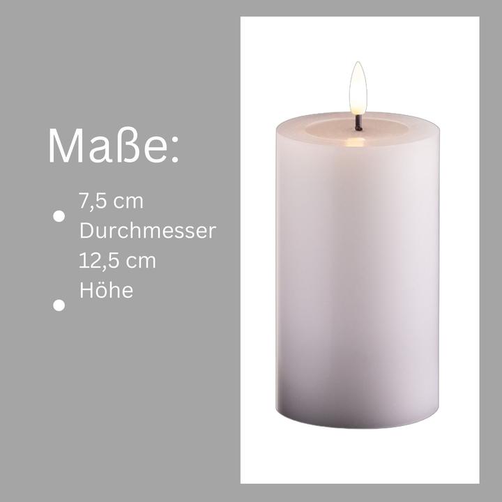 Produktbild Novaliv 2er Set LED Stumpenkerzen mittel weiss Echtwachskerze mit beweglicher Flamme flackernd - (2x)