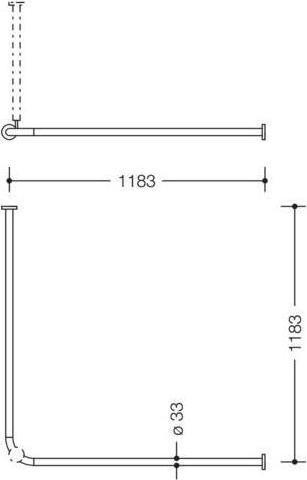 Produktbild Hewi Vorhangstange SERIE 801 d= 33mm 1200x1200mm, 24 Ringe reinweiss