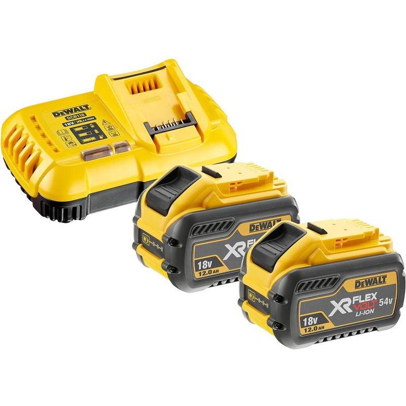 DeWalt, Werkzeugakku + Ladegerät, DCB118Y2 XR FlexVolt Accu Starterset 2x 18V/54V 12Ah + snellader (18 V)