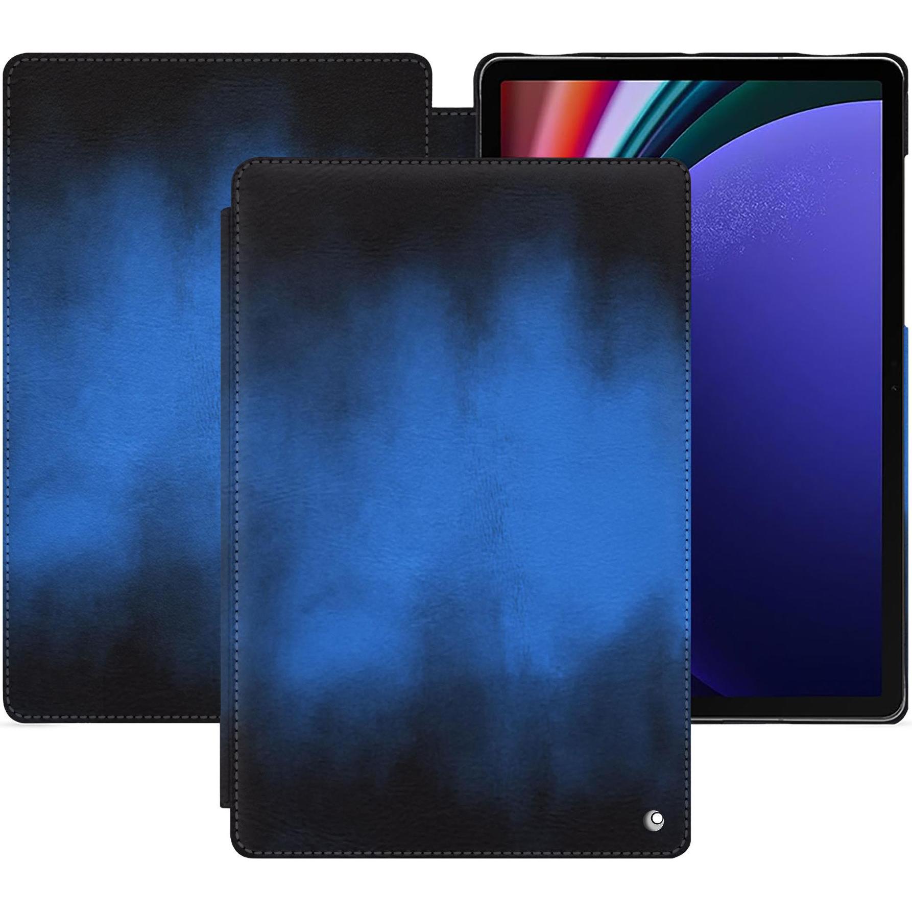 Noreve Lederschutzhülle horizontal (Galaxy Tab S9+), Tablet Hülle, Blau