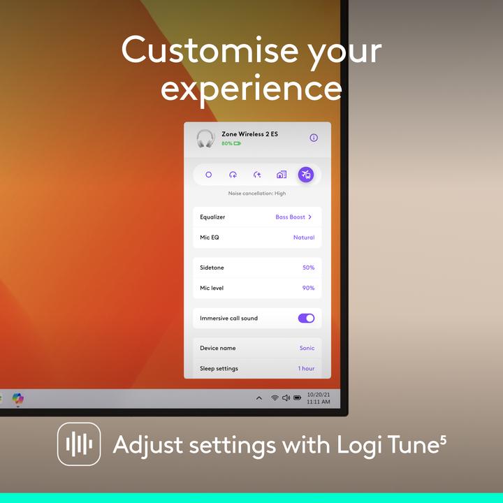 Produktbild Logitech Zone Wireless 2 ES (Kabelgebunden, Kabellos, USB-C)