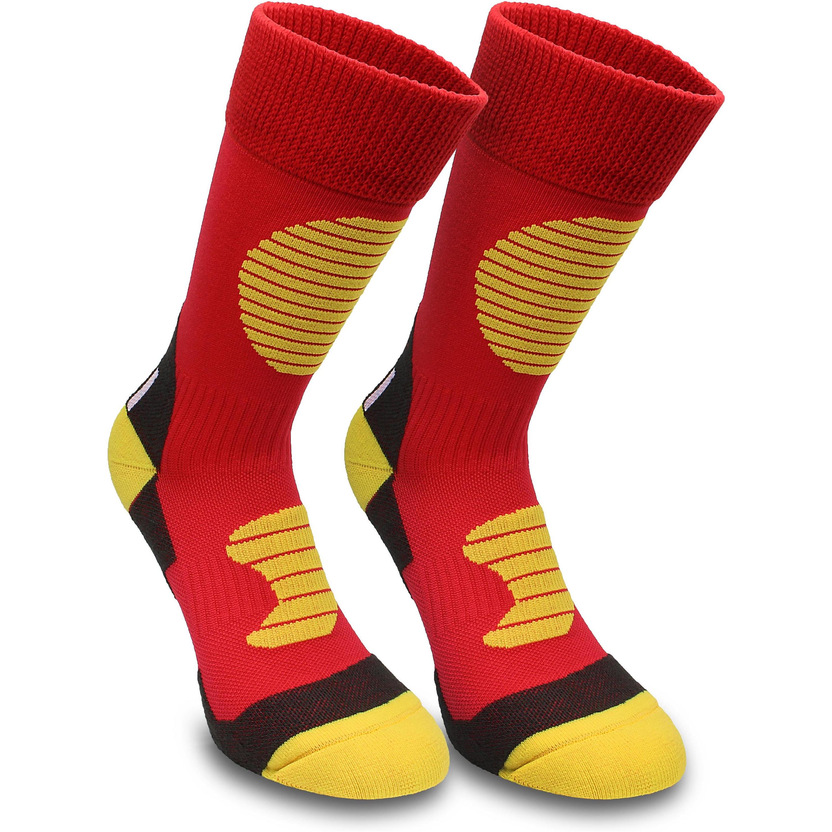 Normani, Herren, Socken, 3 Paar Sportsocken mit Schienbein- und Fussrückenpolster, Rot, Gelb, (3er Pack, 39 - 42)