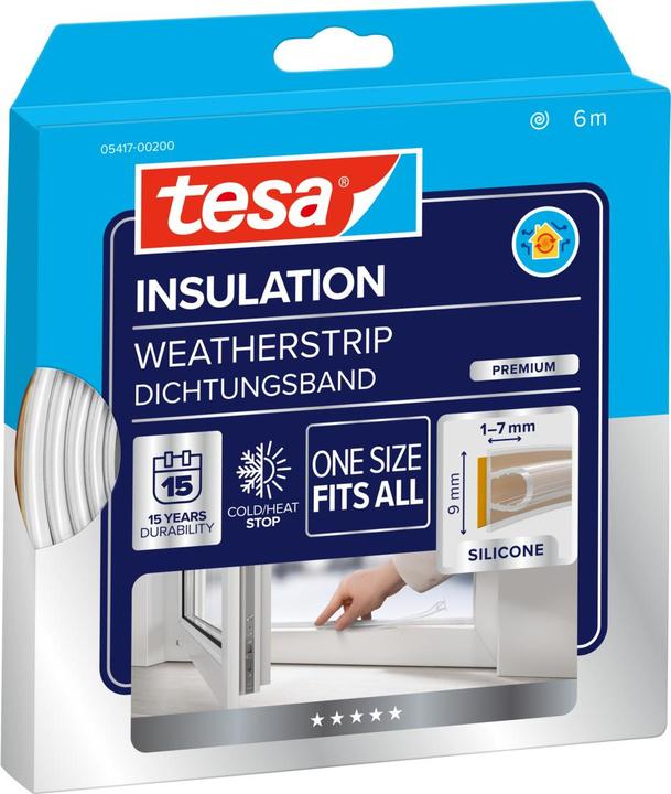 Produktbild tesa tesamoll PREMIUM FLEXIBLE Silikondichtung, selbstklebend, zum Isolieren von Fenstern und Türen (0.15 kg, Transparent)
