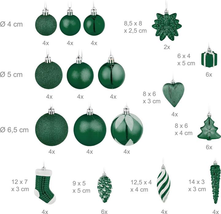 Actual product image Relaxdays Christmas baubles (72 -part)
