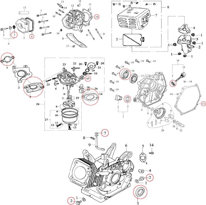 Produktbild Wiltec LIFAN Benzinmotor 13 PS Ersatzteil Dichtungssatz Dichtungen Set Benzin Motor