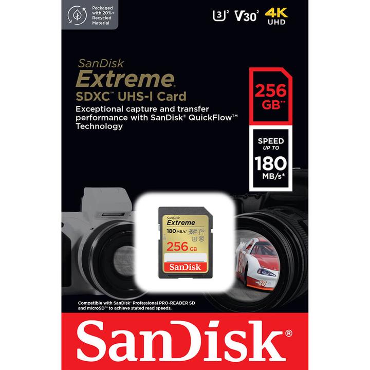 Productafbeelding SanDisk Extreme SDXC /s UHS-I U3 (256 GB, SDXC, U3, UHS-I)