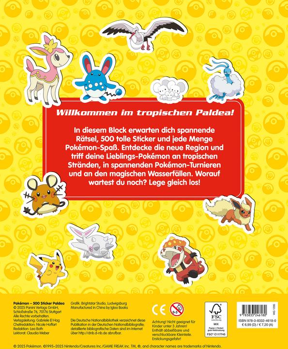 Produktbild Panini Pokémon: 500 Sticker Paldea - Stickern - Rätseln - Ausmalen