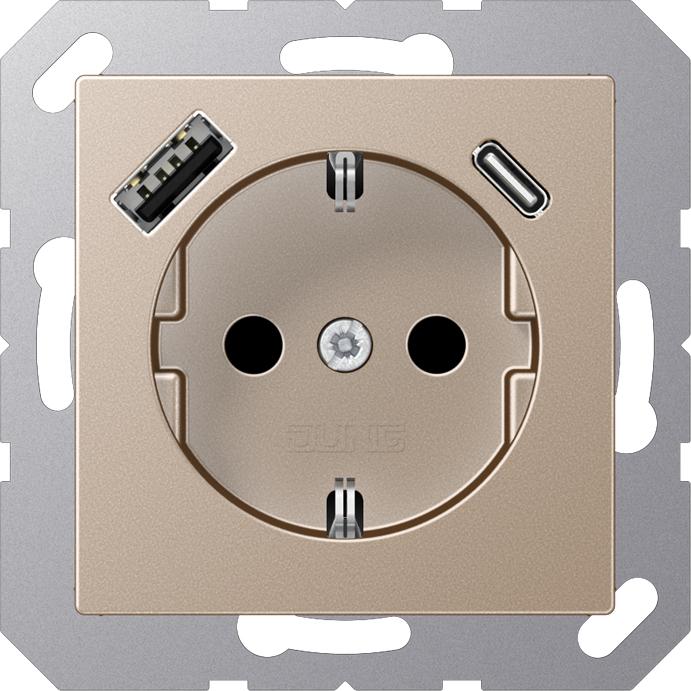JUNG, Steckdose, A1520-15CACH m.USB Typ AC Steckdose SCHUKO