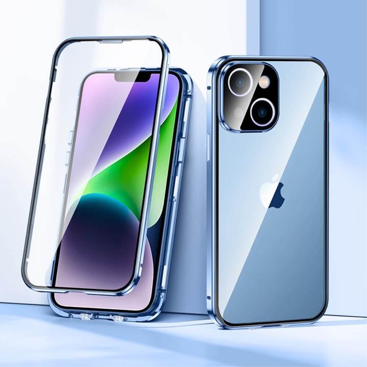 Produktbild Cover-Discount iPhone 14 - Magnetische Schutzhülle mit Panzerglas blau (Apple iPhone 14)