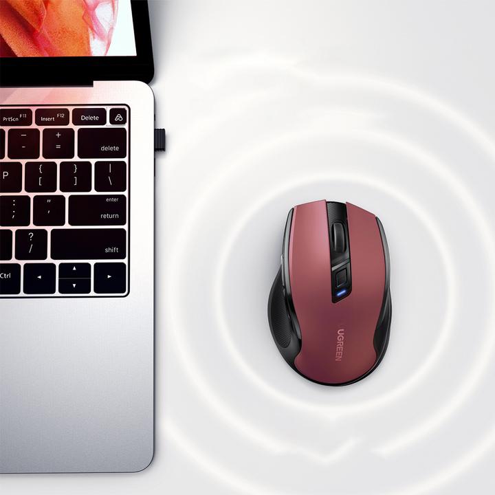 Actual product image Ugreen Mysz Bezprzewodowa mysz MU006 2.4 GHz + Bluetooth 5.0 (czerwona) (Wireless)
