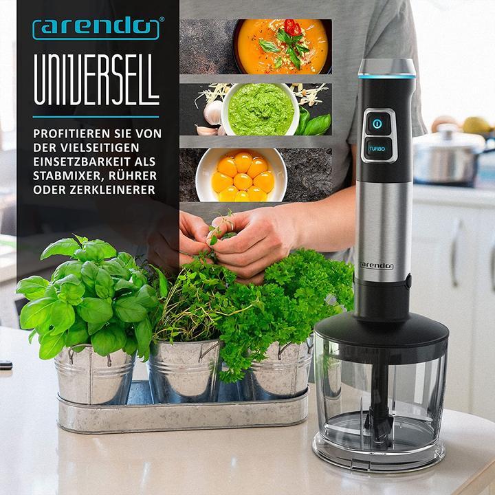 Immagine prodotto Arendo Frullatore a mano in acciaio inox 1200 Watt Set Nero