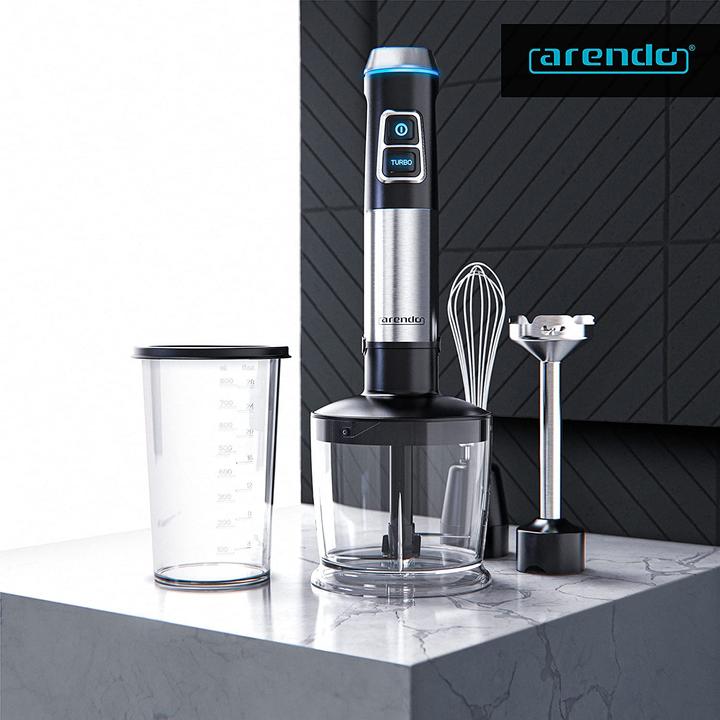 Immagine prodotto Arendo Frullatore a mano in acciaio inox 1200 Watt Set Nero